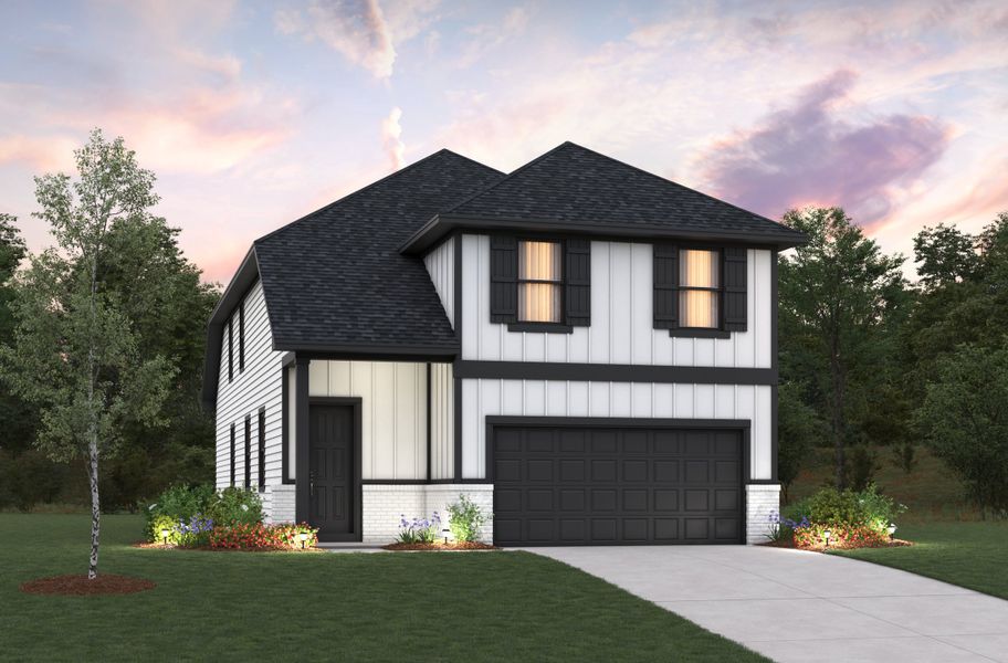 Representative exterior photo of a completed home built from the Wallace by Beazer Homes in Laurel Landing: Founders Collection, Alvin, TX (Image 2). Representative exterior photo of a completed home built from the Wallace by Beazer Homes in Laurel Landing: Founders Collection, Alvin, TX (Image 2).