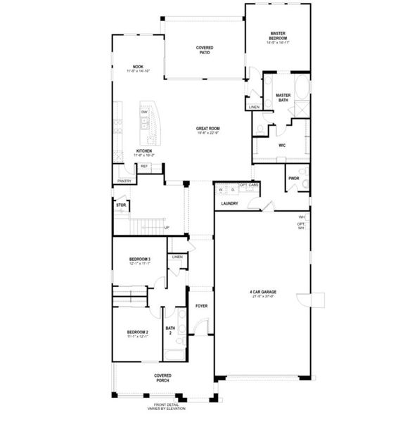 2D floor plan layout for the Live Oak w/Loft by Fulton Homes in Groves at Barney Farms, Queen Creek, AZ (Image 5).