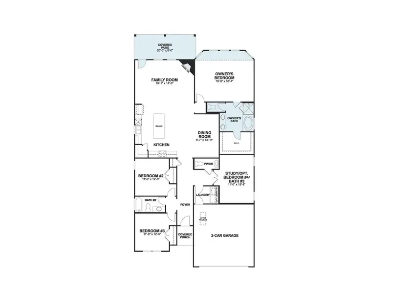 2D floor plan layout of this home in Heritage, Dripping Springs, TX (Image 4).