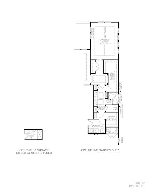 2D floor plan layout for the Torino by Epcon Communities in The Courtyards at Oak Grove, Durham, NC (Image 28).