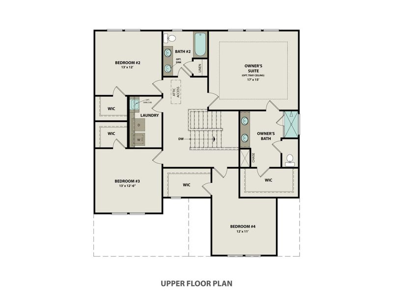 2D floor plan layout for the The Willow A Side-Entry by Davidson Homes LLC in Calista Farms, White House, TN (Image 4).