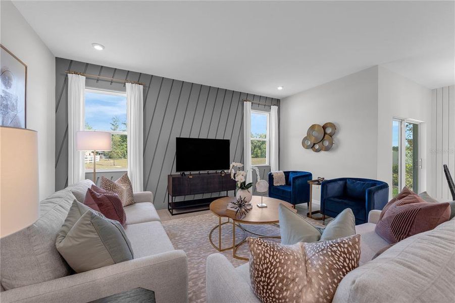 Furnished interior view inside a new home in Covered Bridge at Liberty Bluff, Haines City (Image 10). Furnished interior view inside a new home in Covered Bridge at Liberty Bluff, Haines City (Image 10).