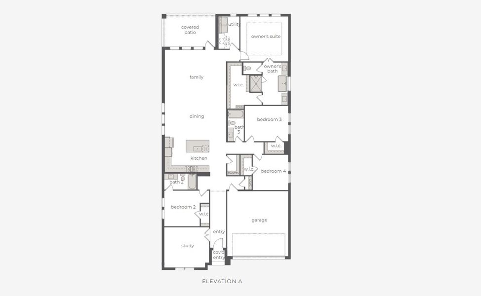 2D floor plan layout for the Elise by Normandy Homes in Painted Tree - Woodland West, McKinney, TX (Image 3). 2D floor plan layout for the Elise by Normandy Homes in Painted Tree - Woodland West, McKinney, TX (Image 3).