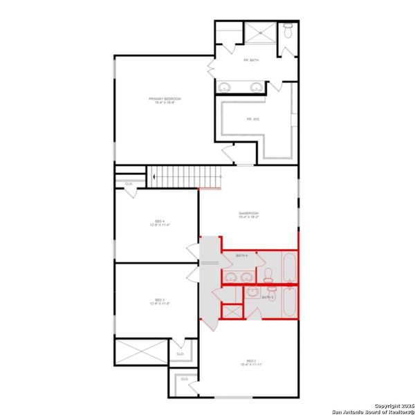 2D floor plan layout of this home in Saddle Creek Ranch, Cibolo, TX (Image 3).