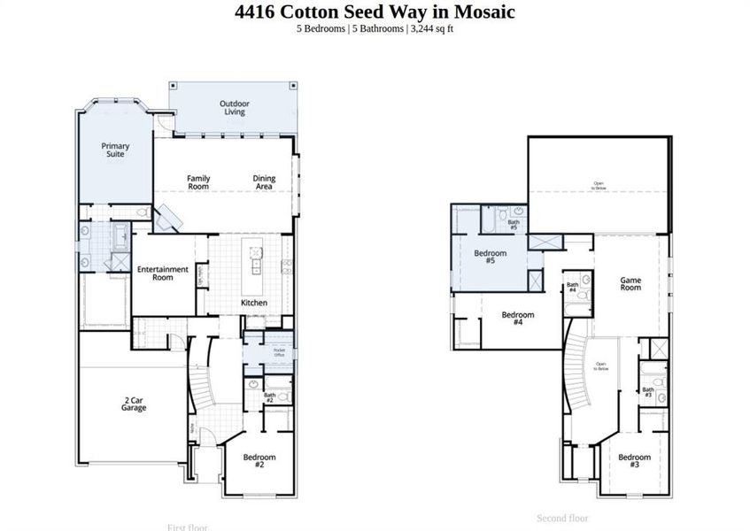 2D floor plan layout of this home in Mosaic, Celina, TX (Image 4).