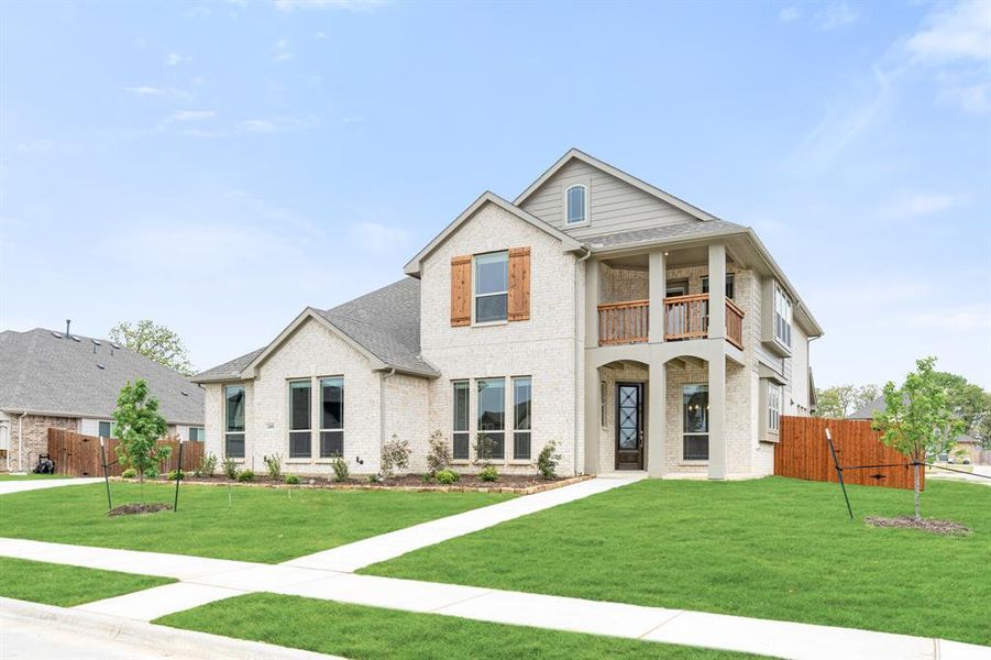 Front exterior of a new home in Triple Diamond Ranch, Mansfield, TX, highlighting curb appeal (Image 2).