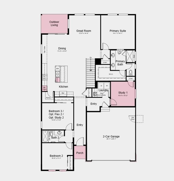 2D floor plan layout of this home in Trailstone Explorer Collection, Arvada, CO (Image 21).