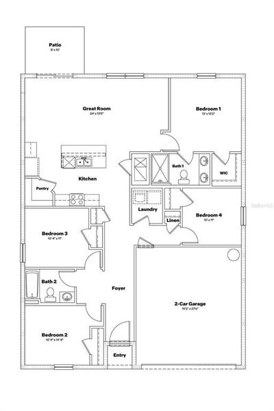 2D floor plan layout of this home in Sunset Hills, Summerfield, FL (Image 3).