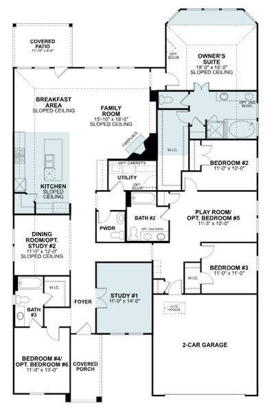 2D floor plan layout of this home in The Oaks on 6th Street, Magnolia, TX (Image 3).