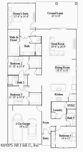 2D floor plan layout of this home in Russell Retreat, Green Cove Springs, FL (Image 3).
