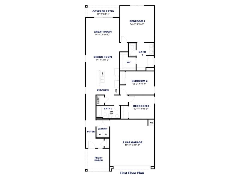 2D floor plan layout for the Caroline by D.R. Horton in Elena Trails, Maricopa, AZ (Image 5). 2D floor plan layout for the Caroline by D.R. Horton in Elena Trails, Maricopa, AZ (Image 5).