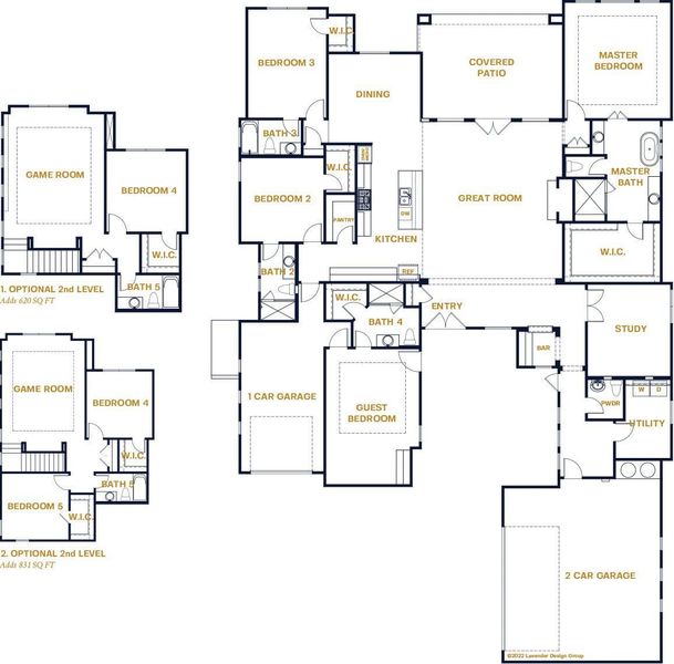Estate home floor plan with 4 bedrooms and 4.5 bathrooms in Liberty Hill TX
