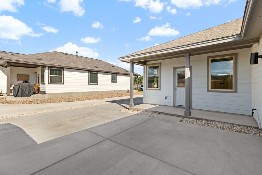 Exterior details and patio area of a home in Sage Hollow, Kyle (Image 25). Exterior details and patio area of a home in Sage Hollow, Kyle (Image 25).