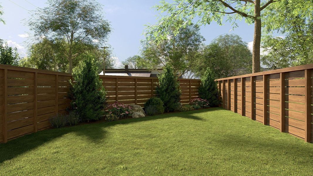View of fenced backyard