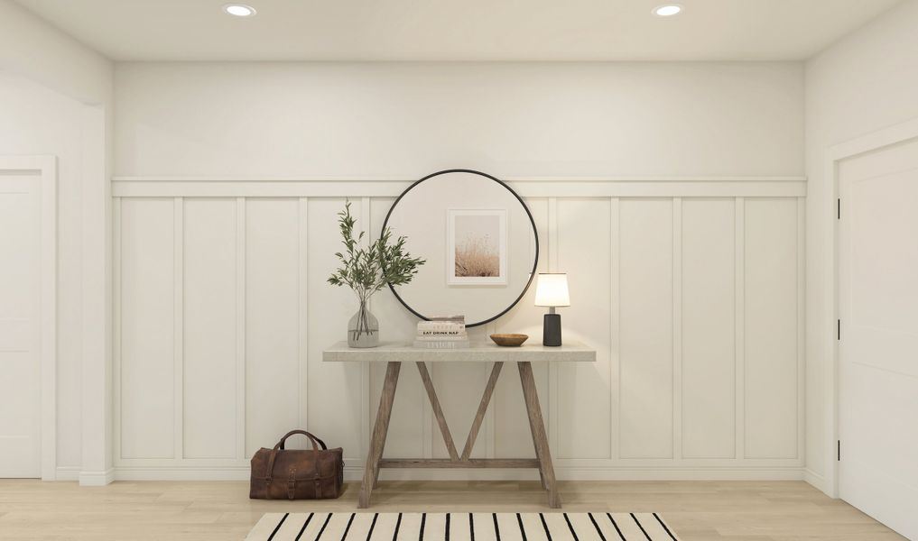 Foyer with decorative feature wall