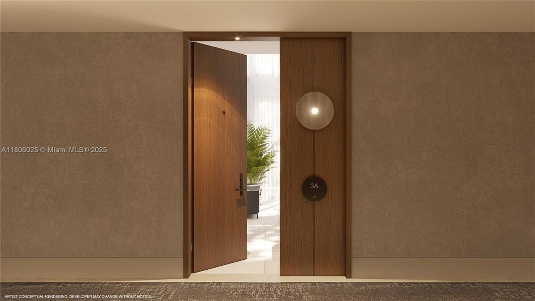 Furnished interior view inside a new home in 2200 Brickell, Miami (Image 14).