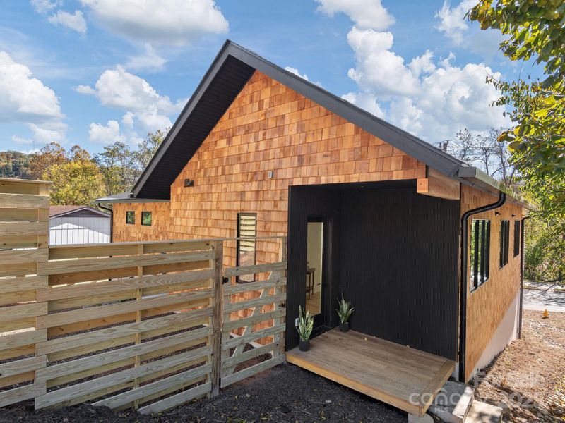 Exterior details and patio area of a home in , Asheville (Image 13). Exterior details and patio area of a home in , Asheville (Image 13).