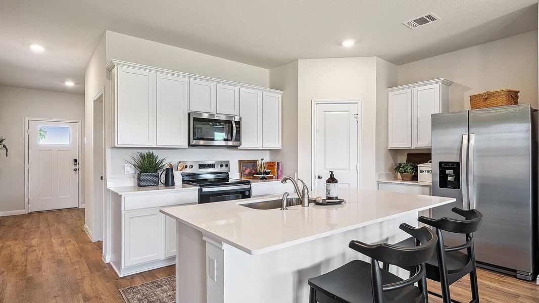 Representative furnished interior of a home built from the The Denton by D.R. Horton in Thunder Rock, Marble Falls (Image 6). Representative furnished interior of a home built from the The Denton by D.R. Horton in Thunder Rock, Marble Falls (Image 6).