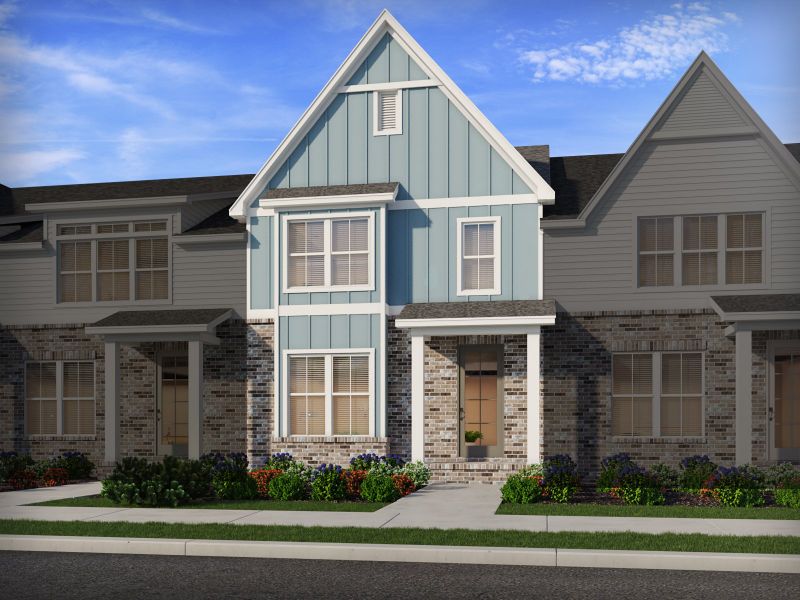 Representative exterior photo of a completed home built from the Reed by Meritage Homes in Greystone - Vista Townhomes, Smyrna, TN (Image 13).