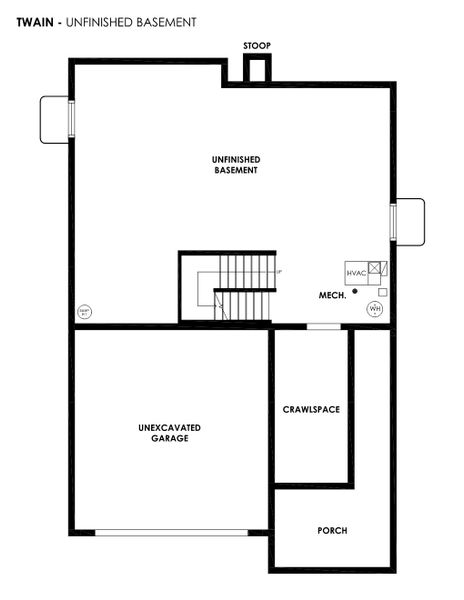 2D floor plan layout for the Twain by Hartford Homes in Prairie Song, Windsor, CO (Image 7). 2D floor plan layout for the Twain by Hartford Homes in Prairie Song, Windsor, CO (Image 7).