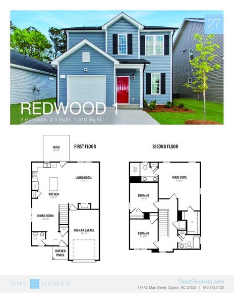 2D floor plan layout for the Redwood by Solomon Home Builders in Ashcroft, Cleveland, NC (Image 3).