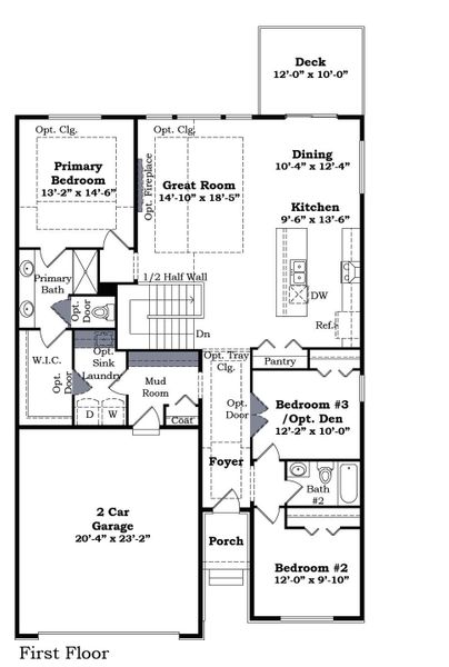 2D floor plan layout for the The Meadow by Norfolk Homes in The Meadows of Encore at Heritage Woods, Dexter, MI (Image 3).