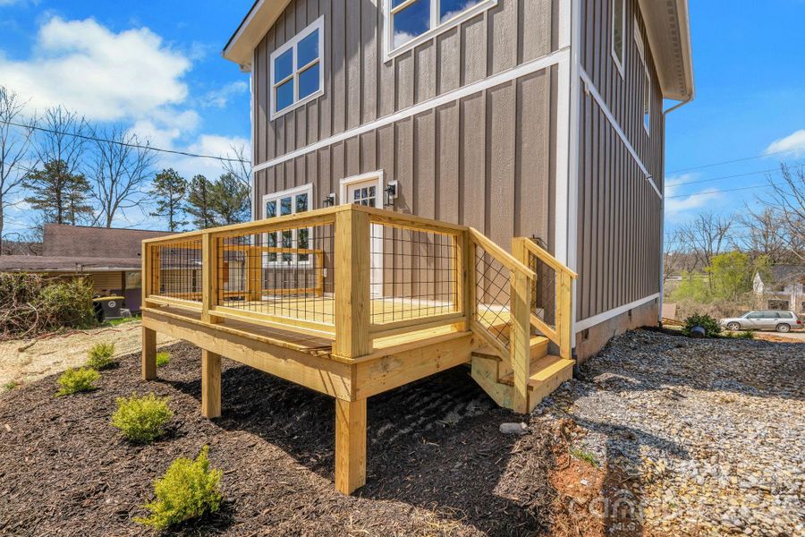 Back deck off of the kitchen and dining area