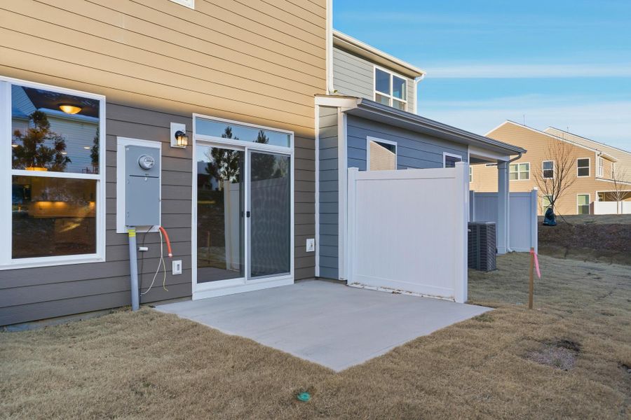 Exterior details and patio area of a home in Harrisburg Village Townhomes, Harrisburg (Image 28). Exterior details and patio area of a home in Harrisburg Village Townhomes, Harrisburg (Image 28).