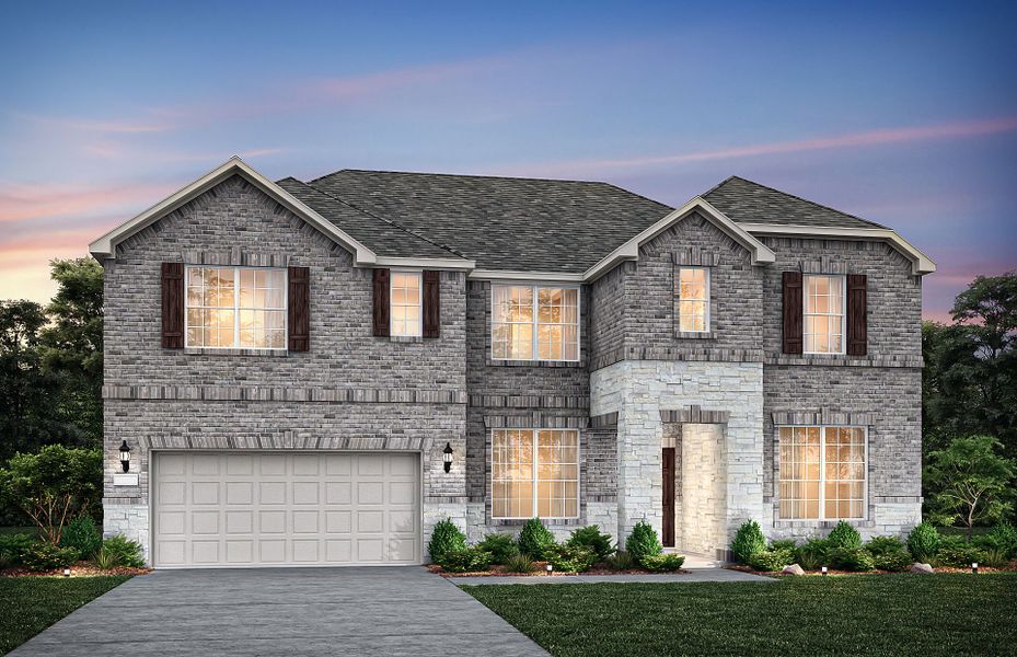 The Mansfield, a 2-story plan shown as Exterior B The Mansfield, a 2-story plan shown as Exterior B