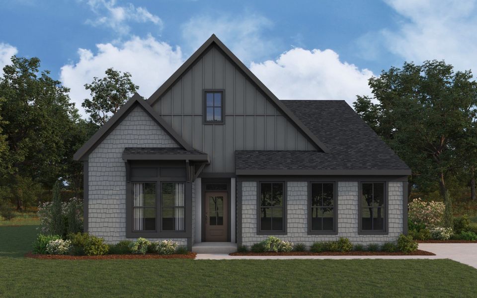 Representative exterior photo of a completed home built from the Linden by Fischer Homes in Pickens Bluff, Hiram, GA (Image 6). Representative exterior photo of a completed home built from the Linden by Fischer Homes in Pickens Bluff, Hiram, GA (Image 6).