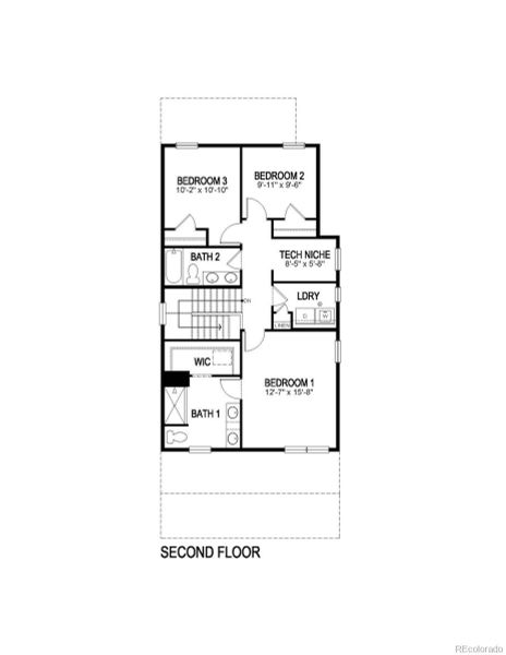 2D floor plan layout of this home in Horizon Uptown, Aurora, CO (Image 3).