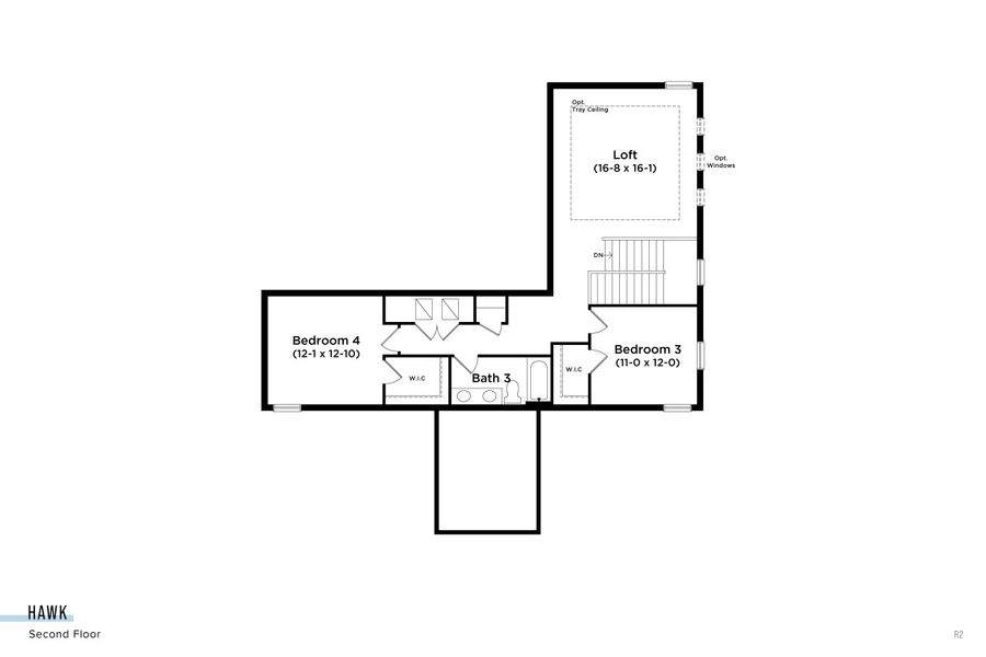 2D floor plan layout for the Hawk by DRB Homes in Serengeti, Spring Hill, FL (Image 5).