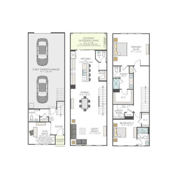 2D floor plan layout for the Dahlia by Tri Pointe Homes in Bellflower, Charlotte, NC (Image 3). 2D floor plan layout for the Dahlia by Tri Pointe Homes in Bellflower, Charlotte, NC (Image 3).