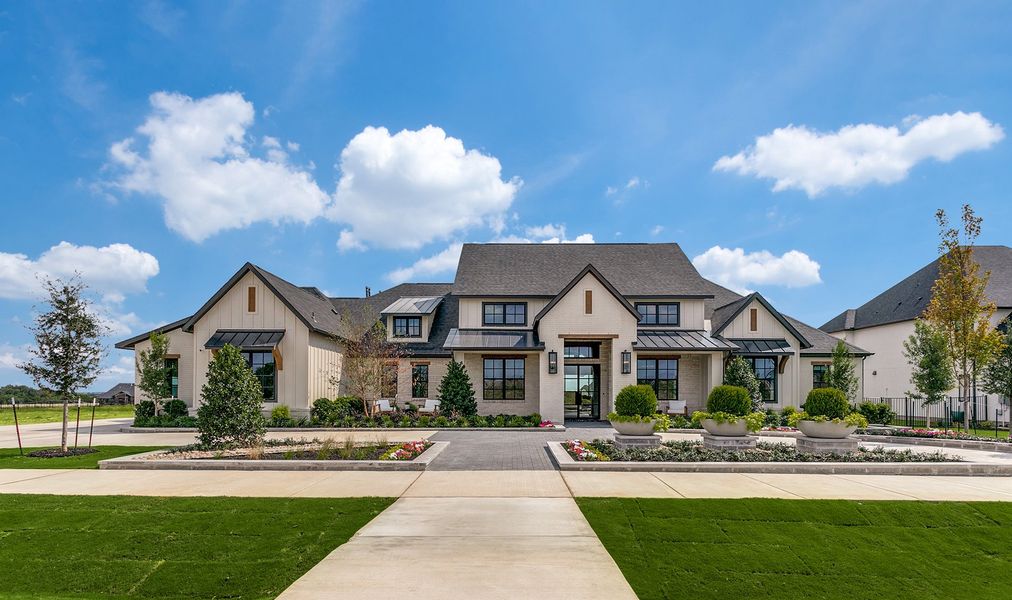 Front exterior of a new home in Hilltop Ranch, Leander, TX, highlighting curb appeal (Image 4).