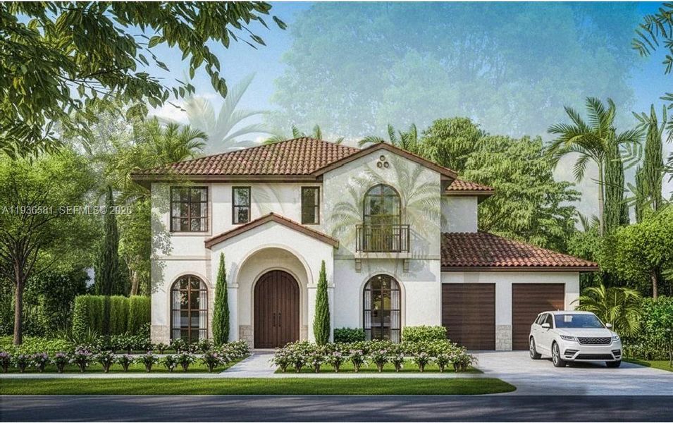 Front exterior of a new home in , Coral Gables, FL, highlighting curb appeal (Image 2). Front exterior of a new home in , Coral Gables, FL, highlighting curb appeal (Image 2).