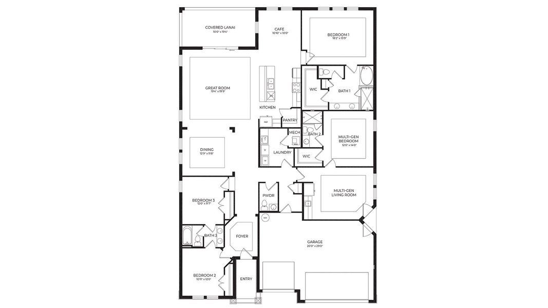 2D floor plan layout for the Camden by D.R. Horton in Lakes of Mount Dora, Mount Dora, FL (Image 3).