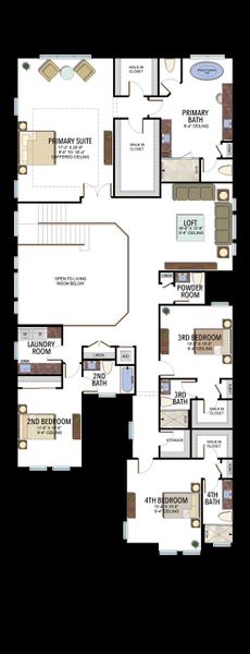2D floor plan layout for the Corsica by GL Homes in Lotus Edge, Boca Raton, FL (Image 6).