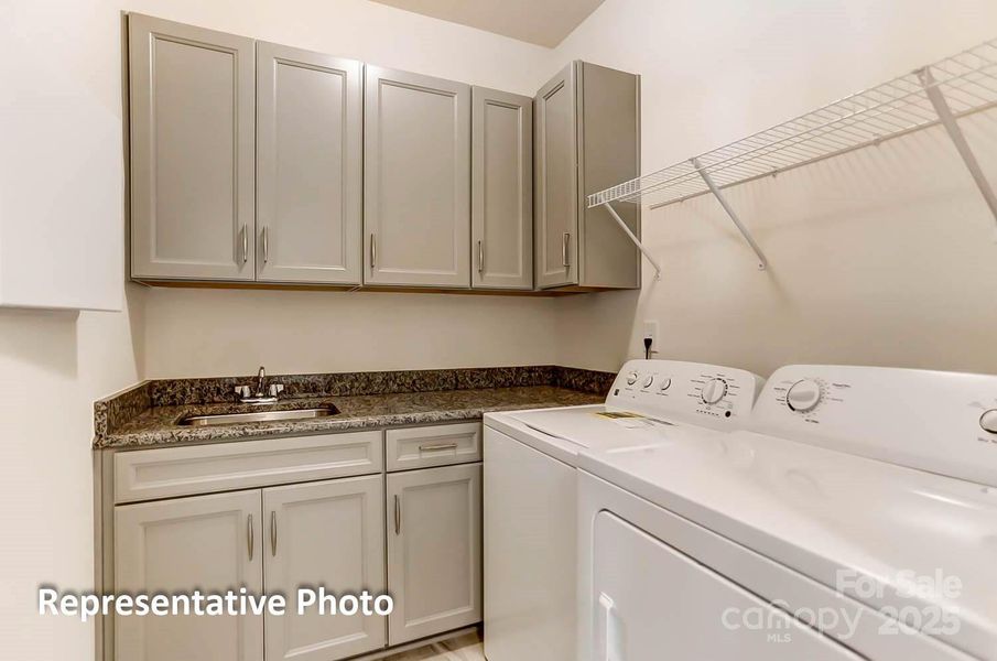 Laundry Room features optional cabinets, countertops and sink options