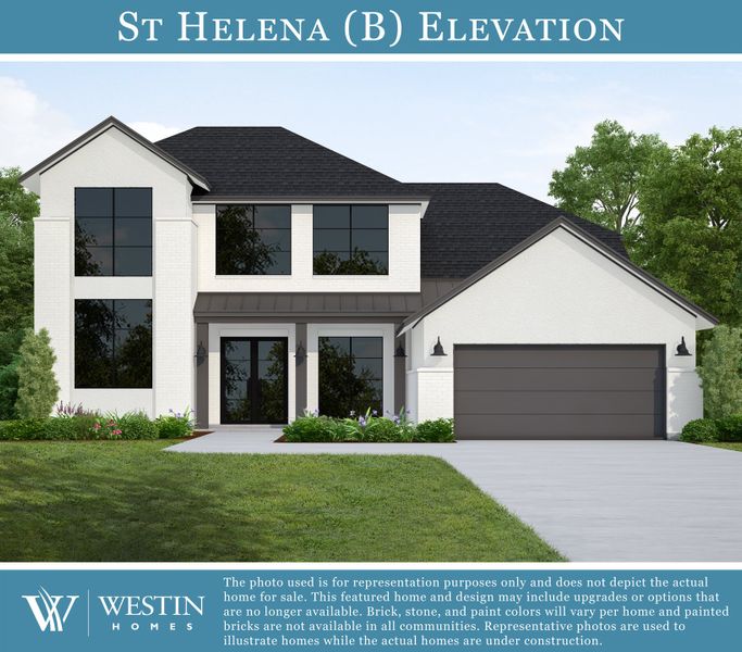 Representative exterior photo of a completed home built from the The St. Helena by Westin Homes in ARTAVIA® - 65' Art Collection, Conroe, TX (Image 11). Representative exterior photo of a completed home built from the The St. Helena by Westin Homes in ARTAVIA® - 65' Art Collection, Conroe, TX (Image 11).