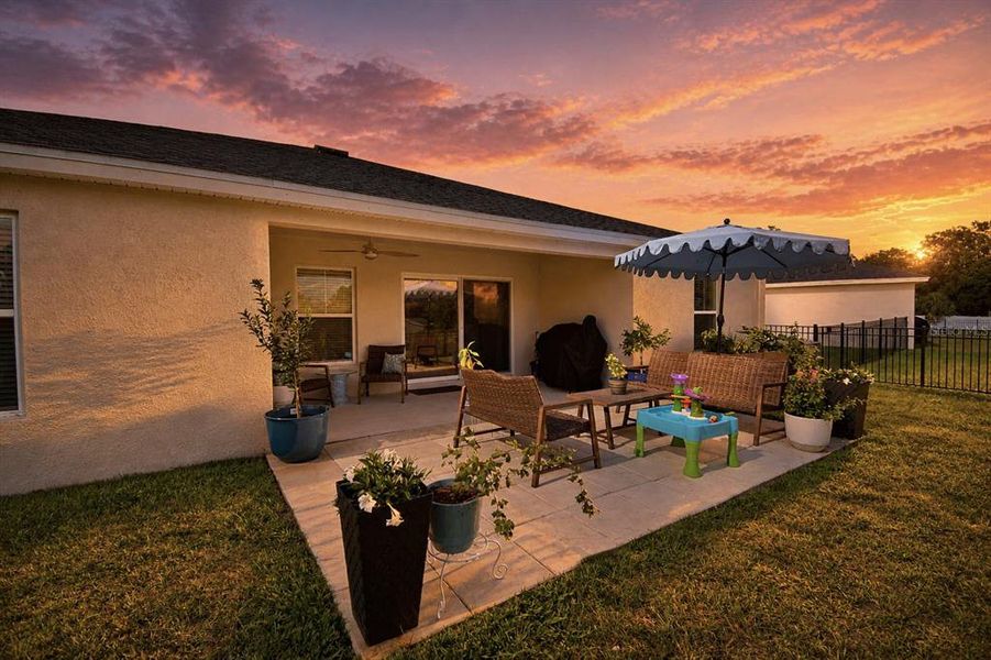 Exterior details and patio area of a home in Harmony at Lake Eloise, Winter Haven (Image 27).