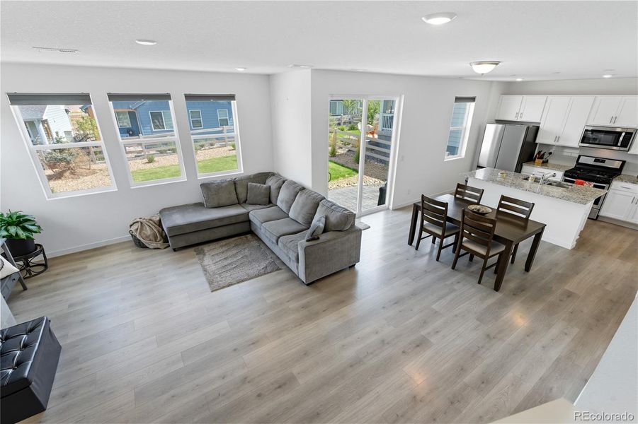 Furnished interior view inside a new home in Ascent Village at Sterling Ranch - Single Family Homes, Littleton (Image 9). Furnished interior view inside a new home in Ascent Village at Sterling Ranch - Single Family Homes, Littleton (Image 9).