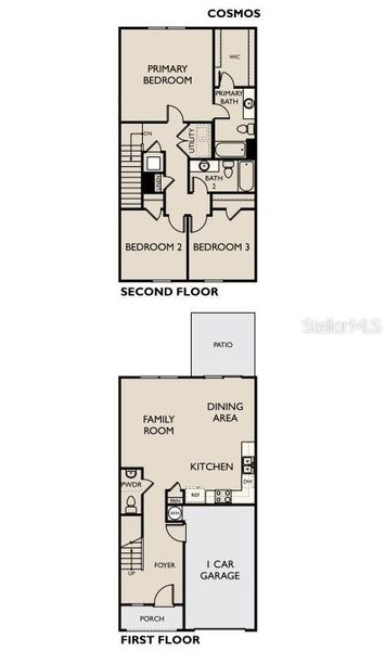 2D floor plan layout of this home in Temples Crossing, Davenport, FL (Image 3).