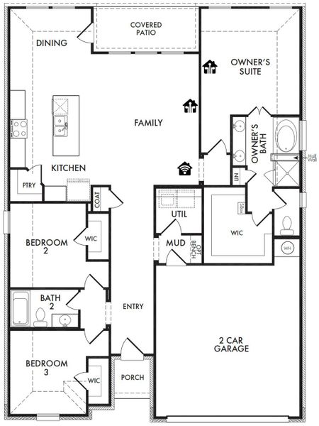 2D floor plan layout for the Derby by Impression Homes in Arcadia Trails, Balch Springs, TX (Image 3).