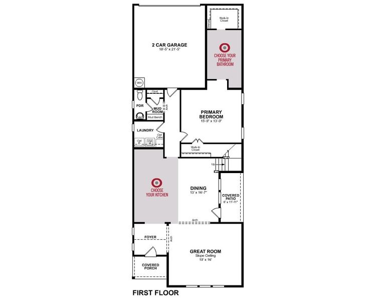 2D floor plan layout for the Brenham by Beazer Homes in Wildflower Ranch, Justin, TX (Image 3).