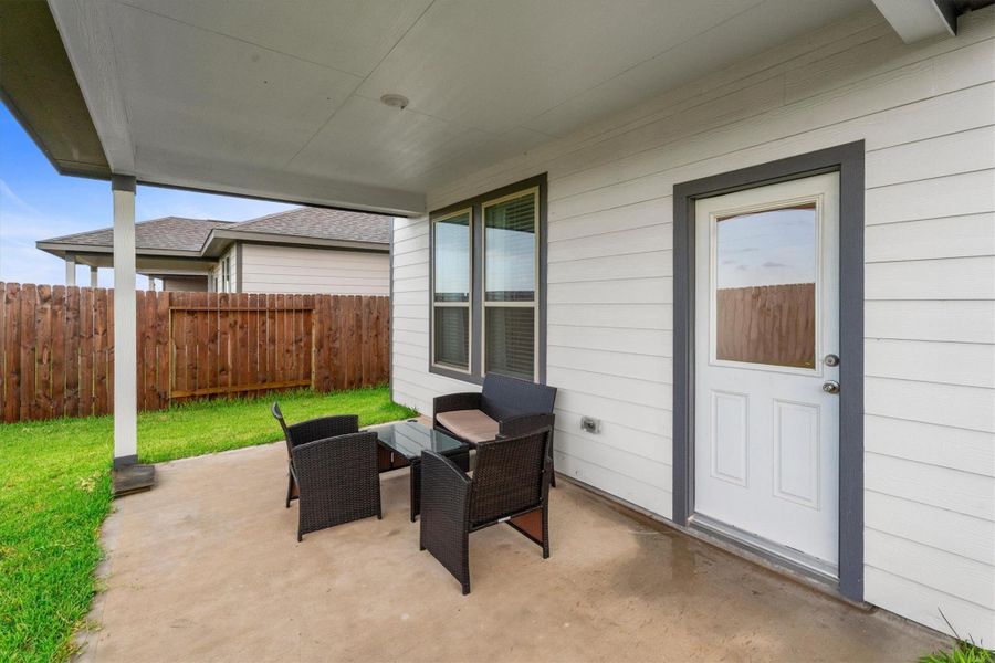 Exterior details and patio area of a home in Bluestem, Brookshire (Image 26). Exterior details and patio area of a home in Bluestem, Brookshire (Image 26).