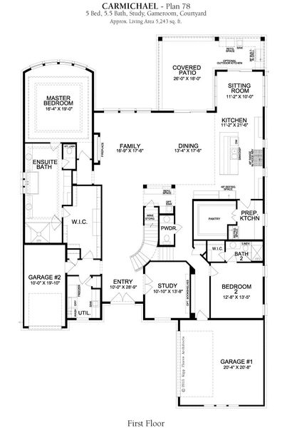 2D floor plan layout for the Carmichael by Landon Homes in Fields - Brookside North, Frisco, TX (Image 3). 2D floor plan layout for the Carmichael by Landon Homes in Fields - Brookside North, Frisco, TX (Image 3).
