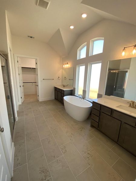 Primary Bath retreat with dual vanities & soaking tub Primary Bath retreat with dual vanities & soaking tub
