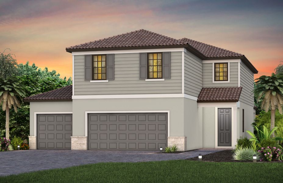 Representative exterior photo of a completed home built from the Trailside by DiVosta in Talon Preserve on Palmer Ranch, Nokomis, FL (Image 22).