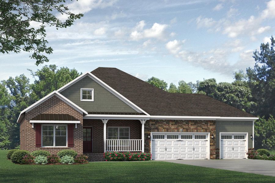 Representative exterior photo of a completed home built from the Newport Lux by Keystone Homes NC in Blacksmith, Stokesdale, NC (Image 14). Representative exterior photo of a completed home built from the Newport Lux by Keystone Homes NC in Blacksmith, Stokesdale, NC (Image 14).
