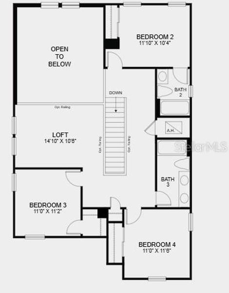 2D floor plan layout of this home in The Waters at Center Lake Ranch, St. Cloud, FL (Image 4).